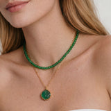 Shell — Green Jade Stone Pendant Necklace