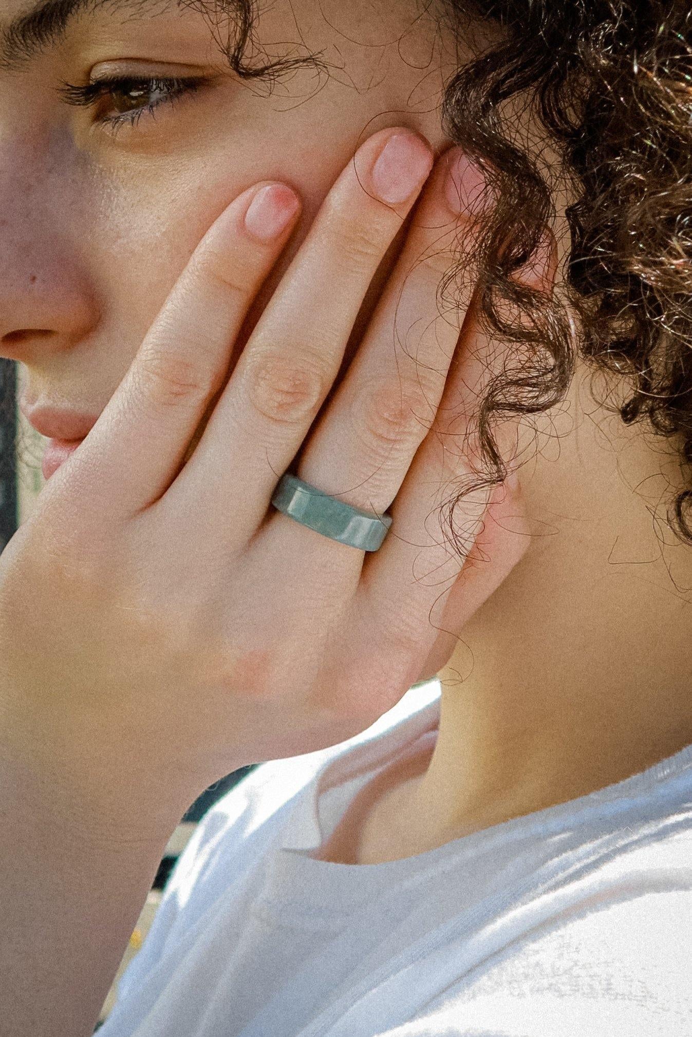 seree - Gale — Cyan Square Jade Ring