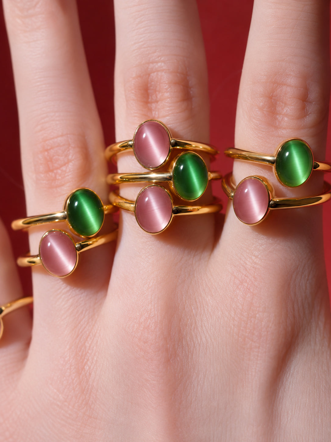 seree green cats eye cabochon ring 3