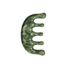 Green stone tool with a curved design on a white background