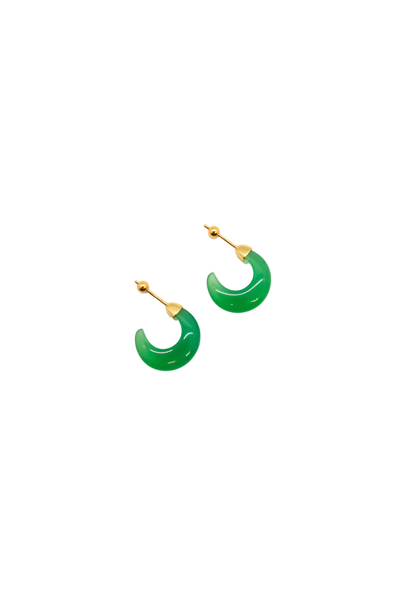 Half moon — Green chalcedony earrings