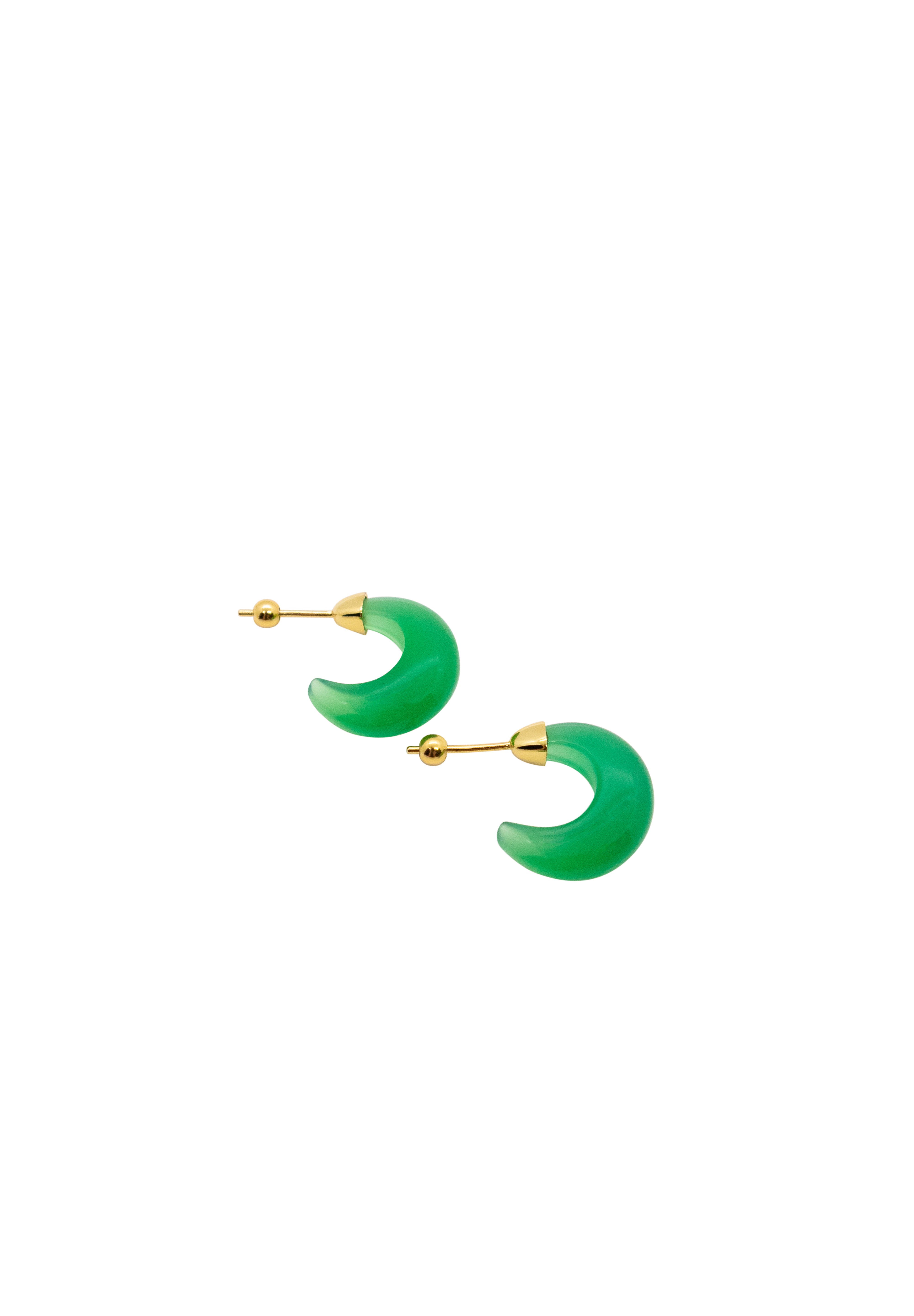 Half moon — Green chalcedony earrings - seree