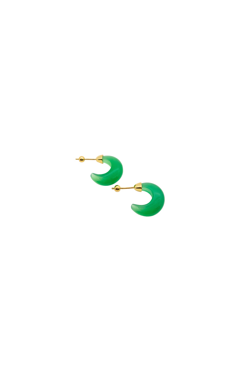 Half moon — Green chalcedony earrings