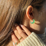 seree - Half Moon — Green Chalcedony Earrings