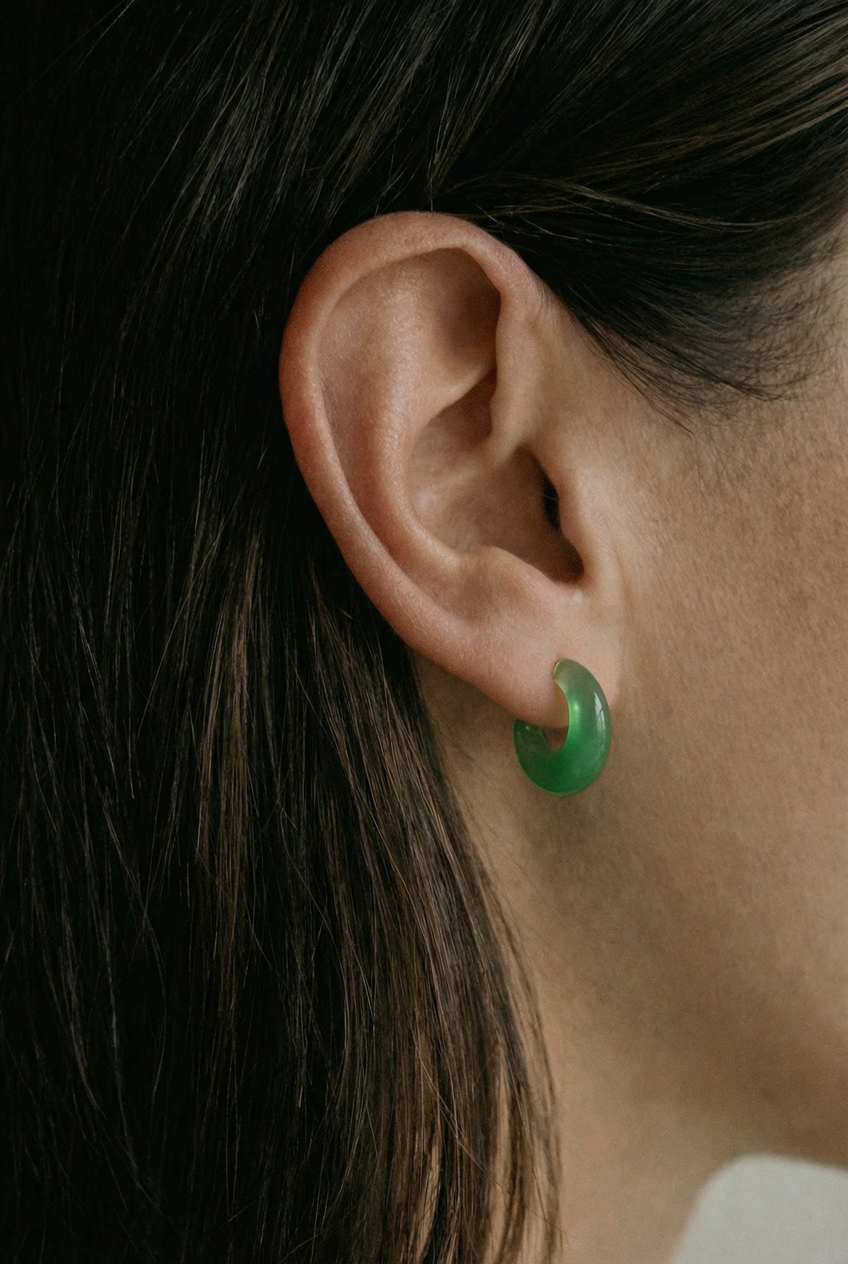 seree - Half Moon — Green Chalcedony Earrings