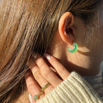 Half moon — Green chalcedony earrings - seree
