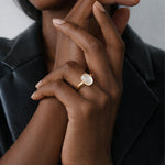 Halo — White Chalcedony Cabochon Ring