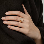 Halo — White Chalcedony Cabochon Ring