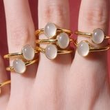 Halo — White Chalcedony Cabochon Ring