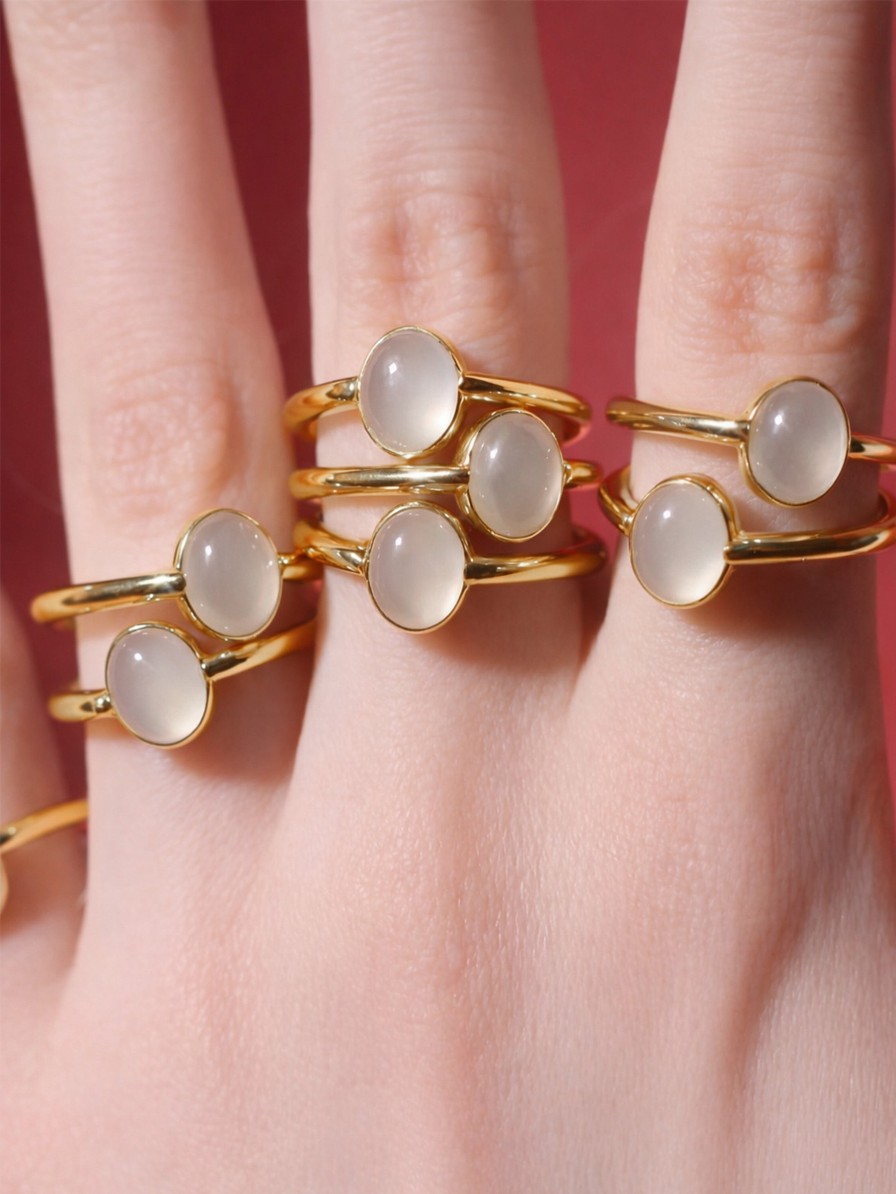 Halo — White Chalcedony Cabochon Ring