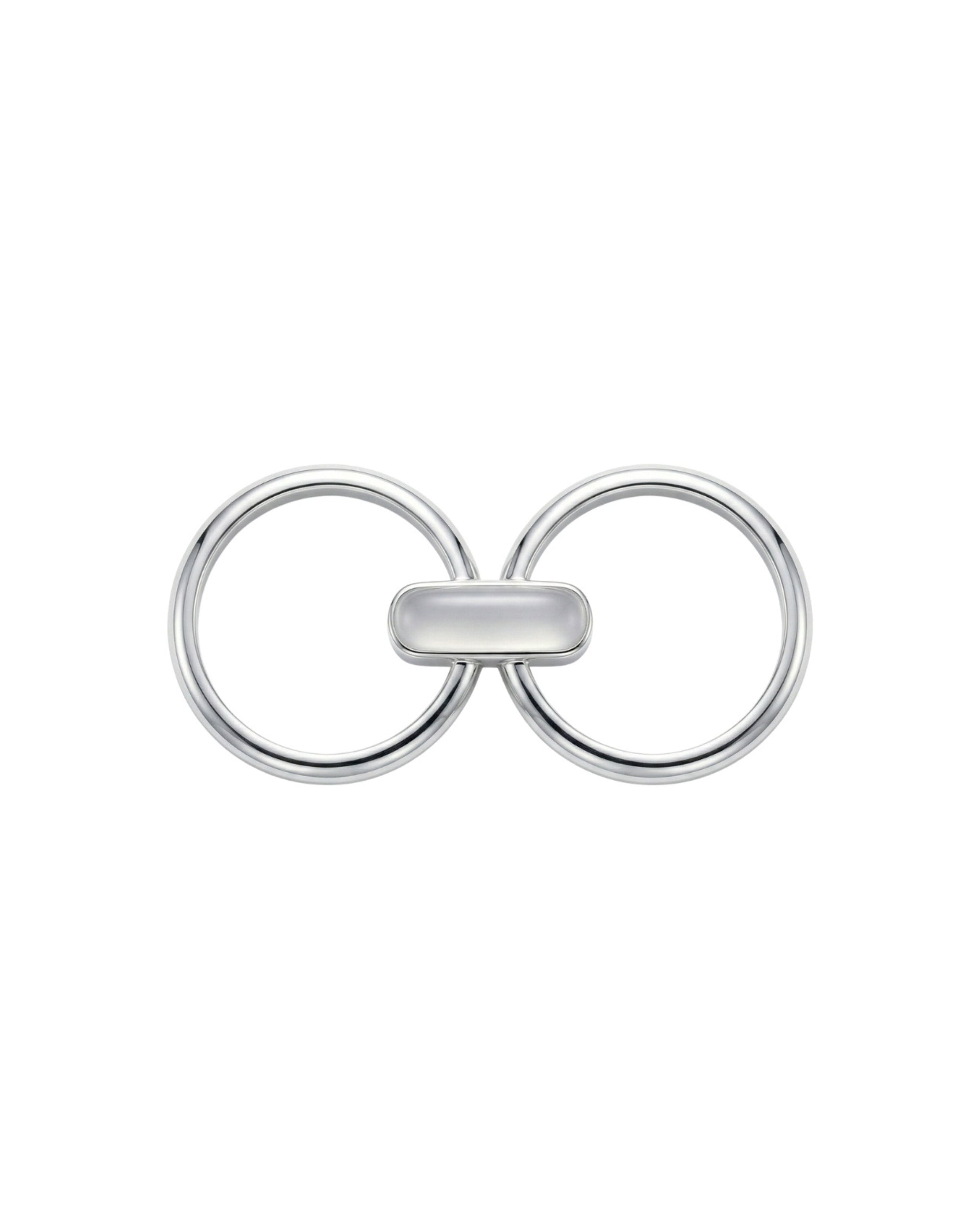 seree - Infinity — Duo Bar Ring in White Hanbai Jade