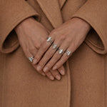 Bridge — Duo Bar Ring in White Hanbai Jade