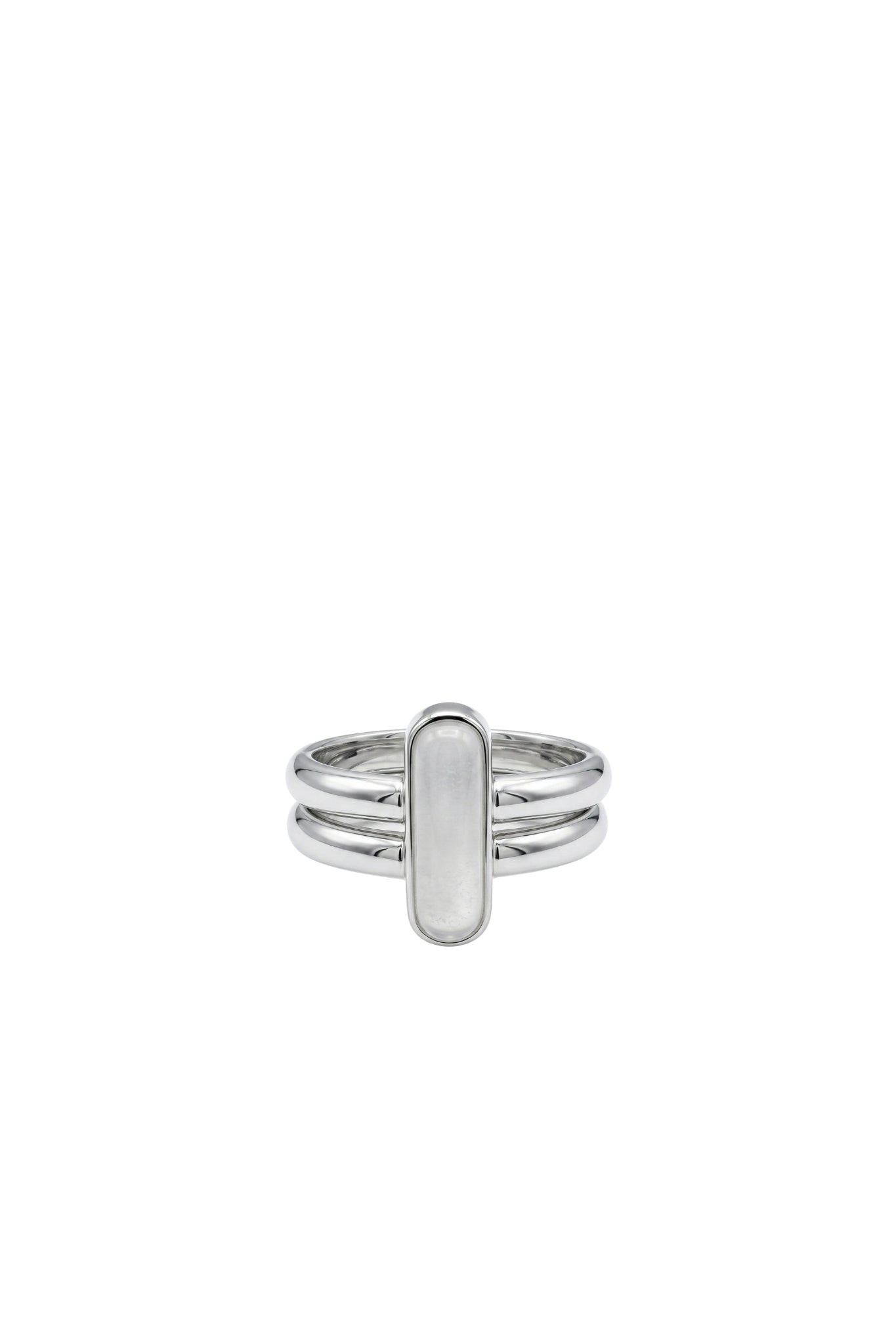 seree Bridge — Duo Bar Ring in White Hanbai Jade