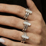 Infinity — Duo Bar Ring in White Hanbai Jade