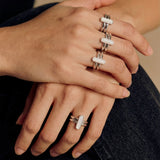 Infinity — Duo Bar Ring in White Hanbai Jade