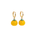 Pair of yellow pumpkin-shaped earrings with gold hooks on a white background