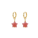 seree - Harvest — Jade Stone Charm Earrings in Star-Pink