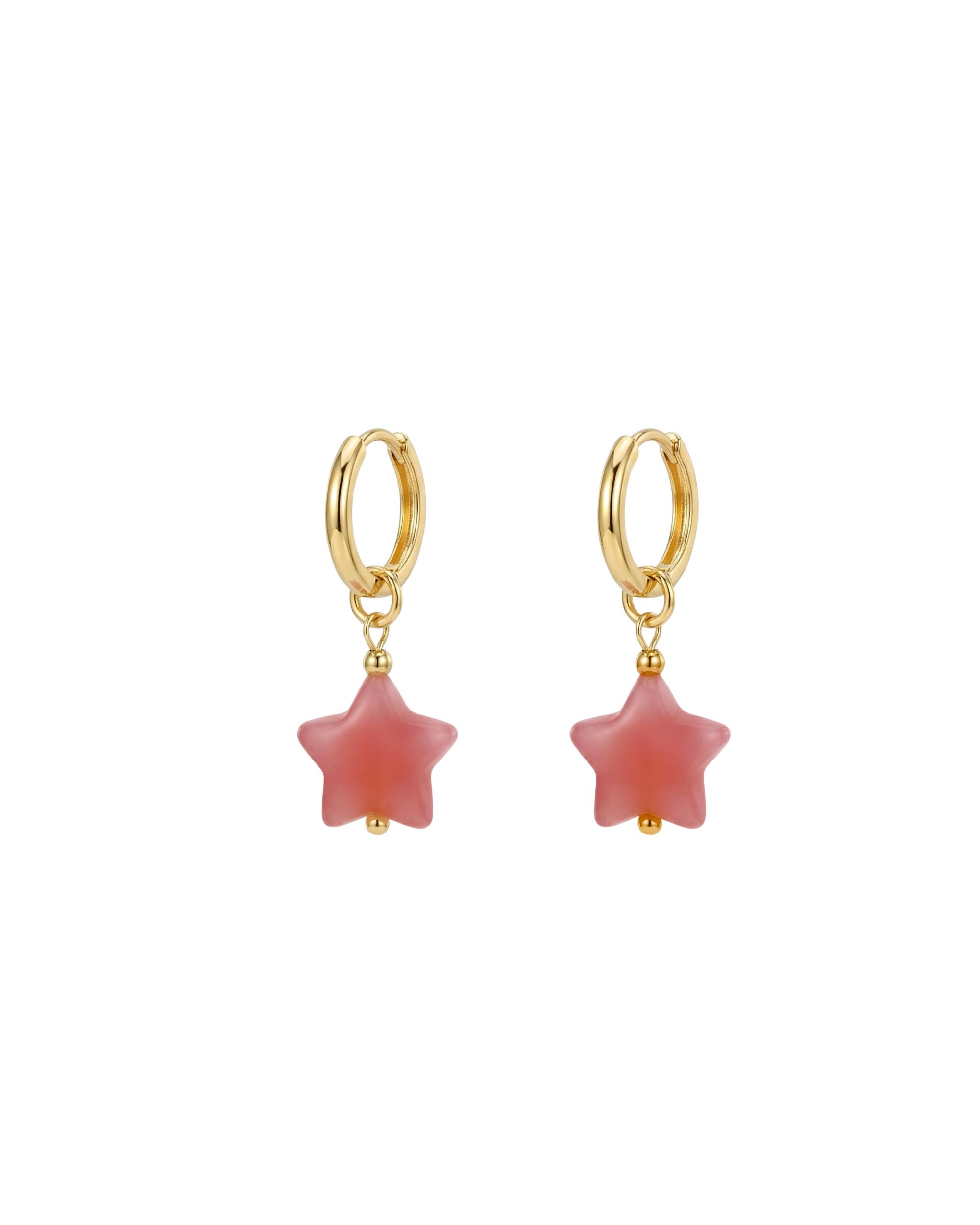seree - Harvest — Jade Stone Charm Earrings in Star-Pink