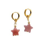 Harvest — Jade Stone Charm Earrings in Star-Pink