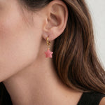 seree - Harvest — Jade Stone Charm Earrings in Star-Pink