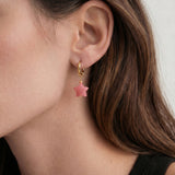 seree - Harvest — Jade Stone Charm Earrings in Star-Pink
