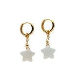 Harvest — Jade Stone Charm Earrings in Star-White