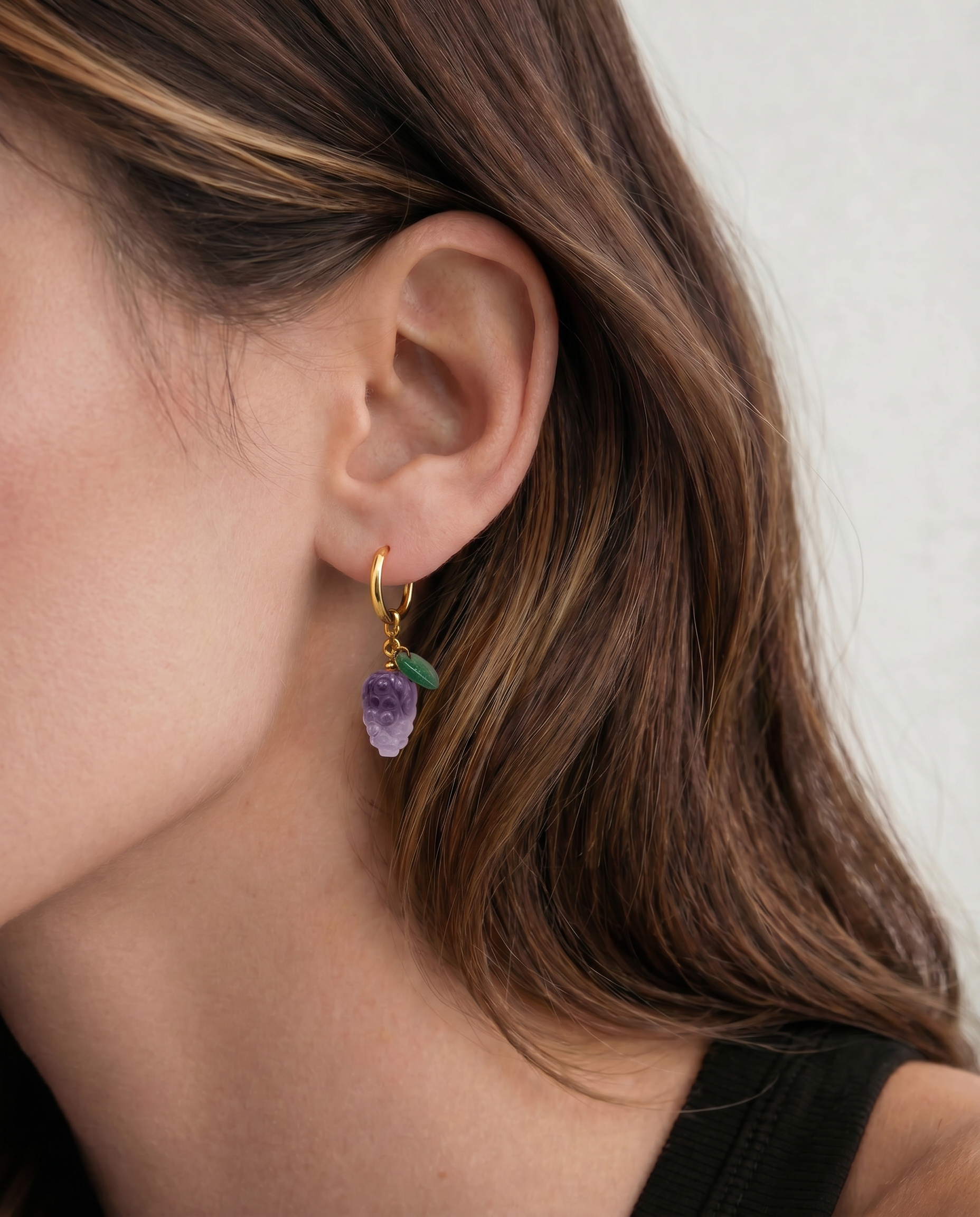 seree - Harvest — Jade Stone Charm Earrings in Grape