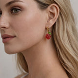 Harvest — Jade Stone Charm Earrings in Raspberry