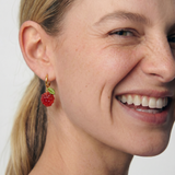 Harvest — Jade Stone Charm Earrings in Raspberry