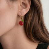 seree - Harvest — Jade Stone Charm Earrings in Raspberry