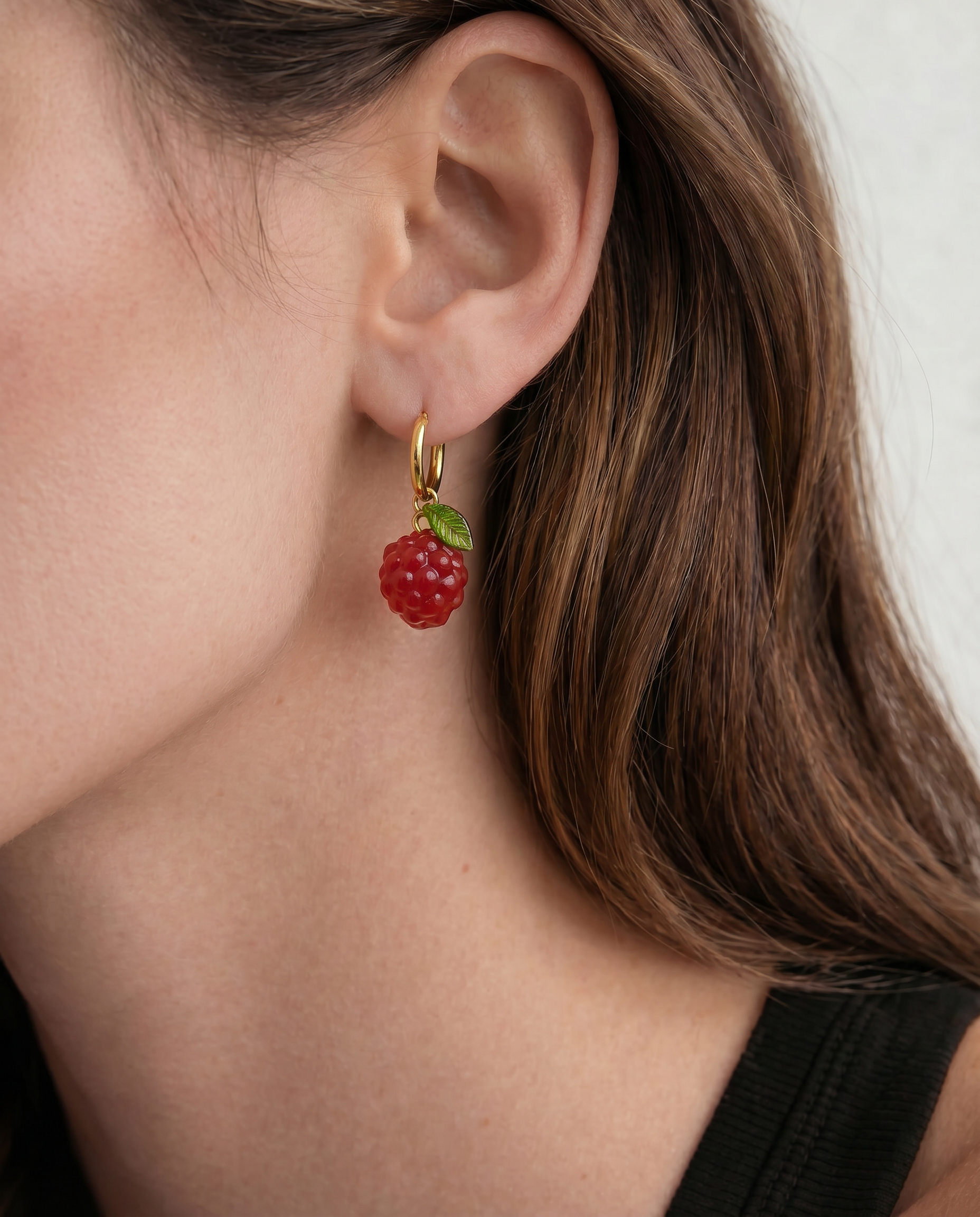 seree - Harvest — Jade Stone Charm Earrings in Raspberry