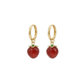 Harvest — Jade Stone Charm Earrings in Strawberry
