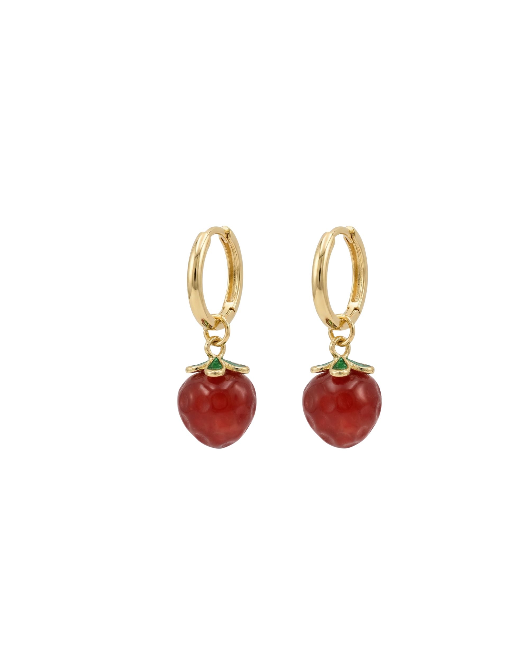 Harvest — Jade Stone Charm Earrings in Strawberry
