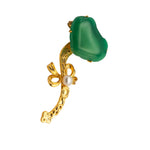 Heart — Green Chalcedony and Freshwater Pearl Brooch
