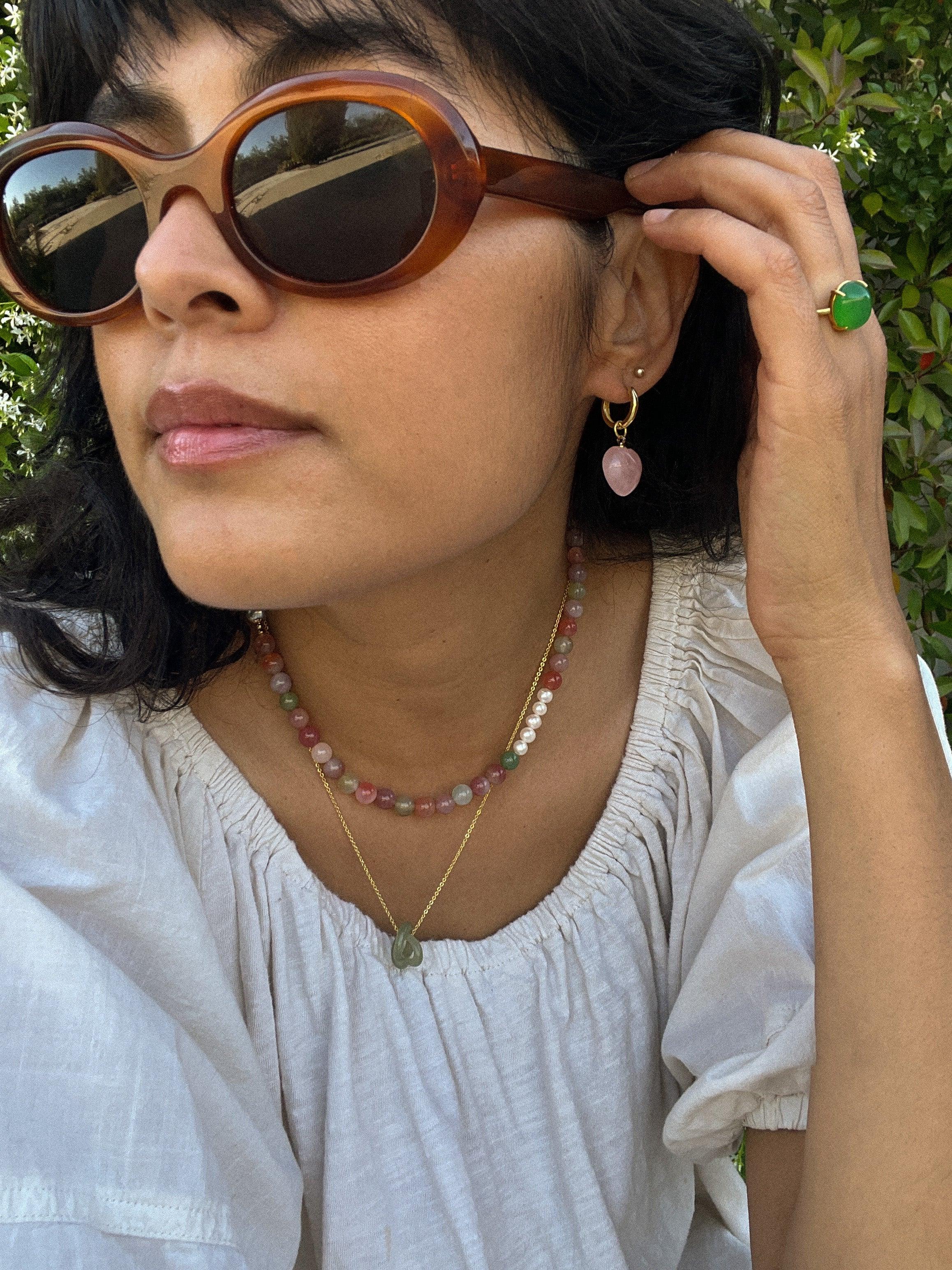 seree - Heart — Jade Stone Charm Earrings