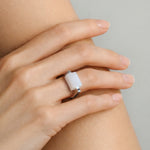 seree Year of the Horse — Hanbai White Jade Stone Saddle Ring