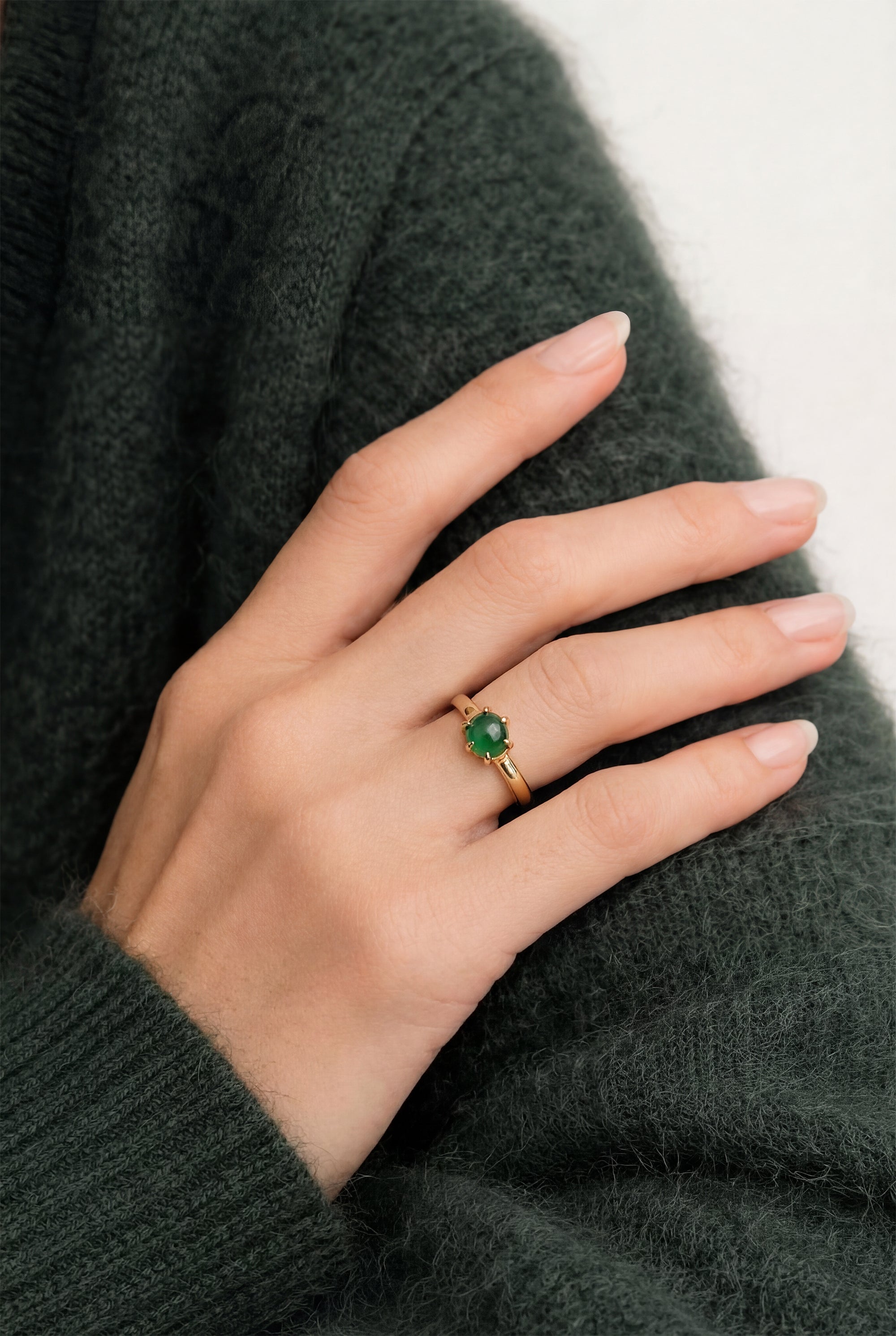 Inez — Green Jade Gold Ring