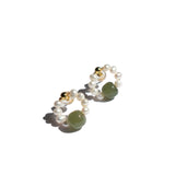 seree - Isa — Beaded Pearl Jade Hoop Earrings