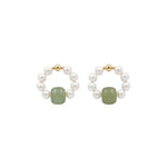seree - Isa — Beaded Pearl Jade Hoop Earrings