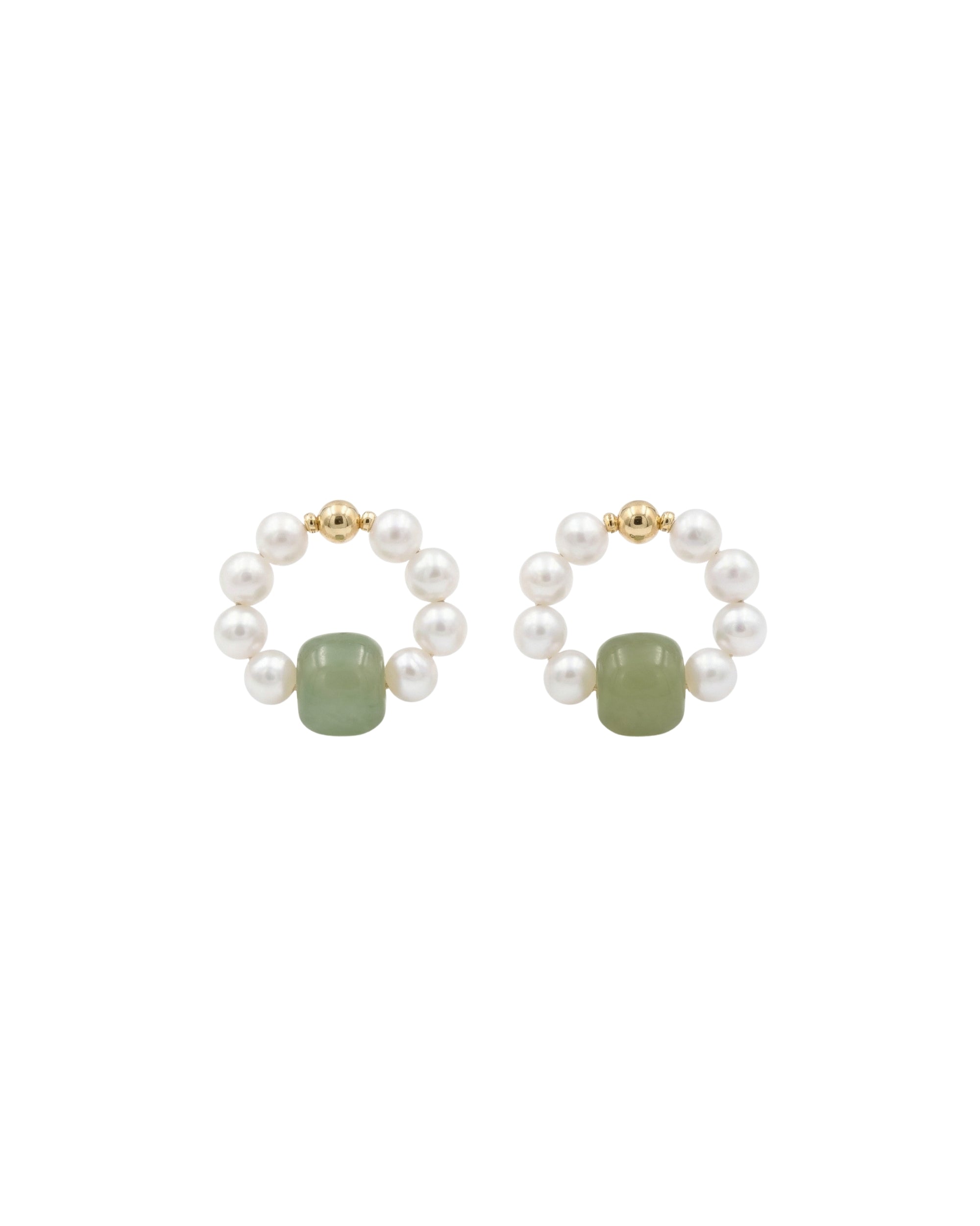 seree - Isa — Beaded Pearl Jade Hoop Earrings