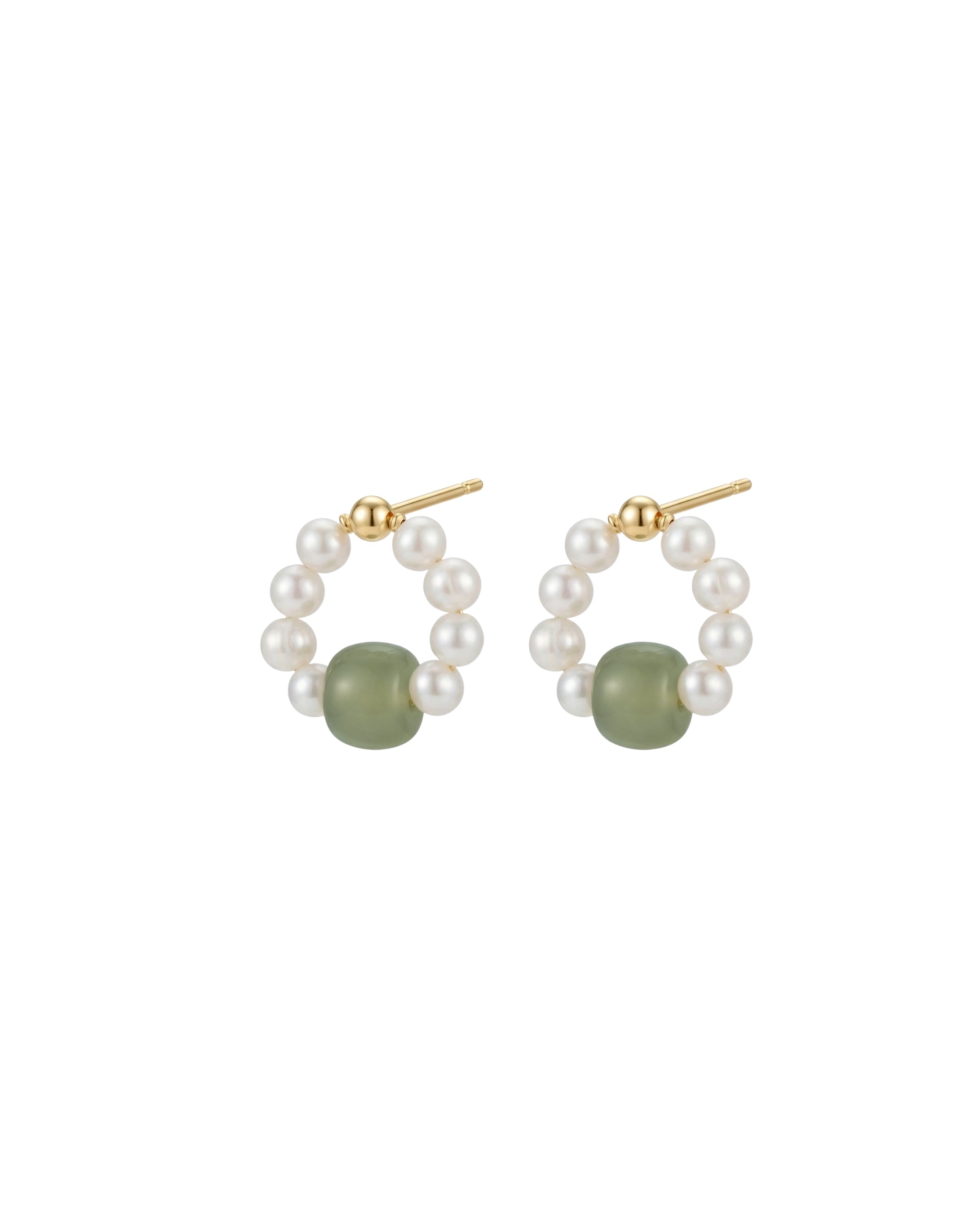 seree - Isa — Beaded Pearl Jade Hoop Earrings