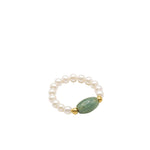 seree - Isa — Jade and Beaded Pearl Stretch Ring