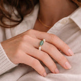 seree - Isa — Jade and Beaded Pearl Stretch Ring