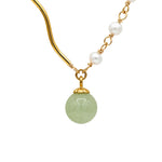 seree - Isla — Green Jade and Freshwater Pearl Necklace