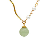 seree - Isla — Green Jade and Freshwater Pearl Necklace