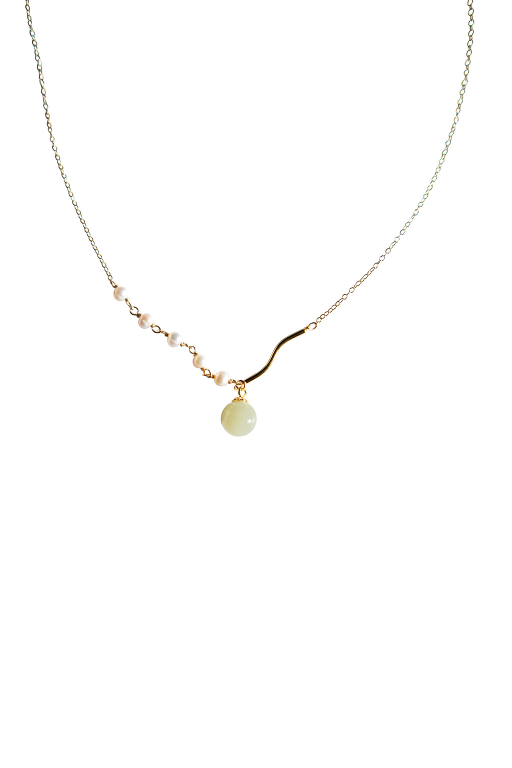 Ginkgo Leaf — Light green jade necklace