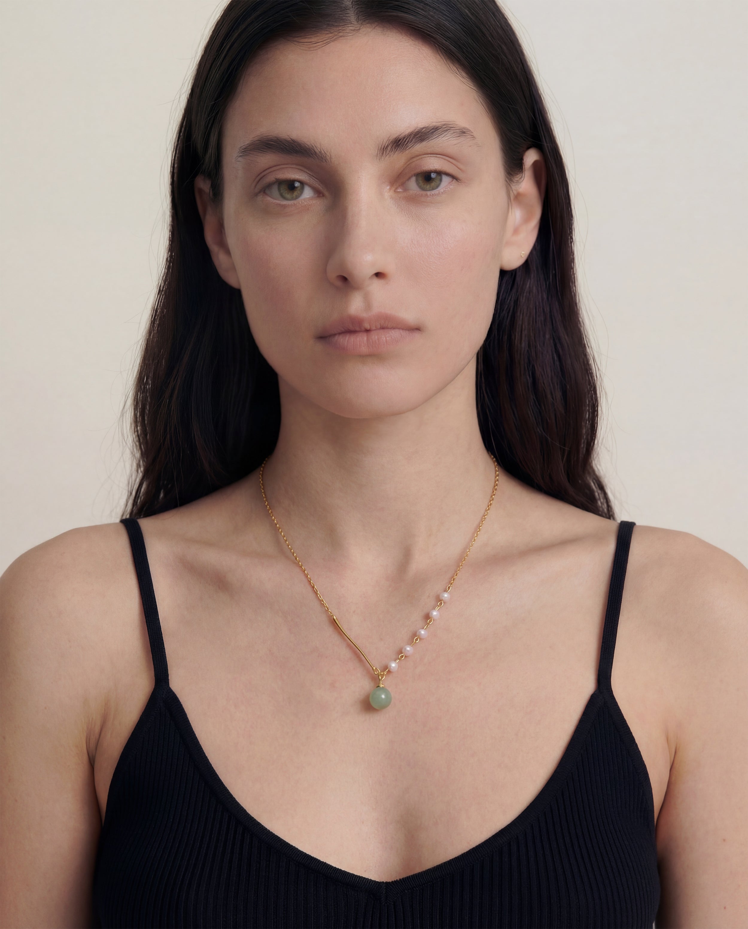 seree - Isla — Green Jade and Freshwater Pearl Necklace