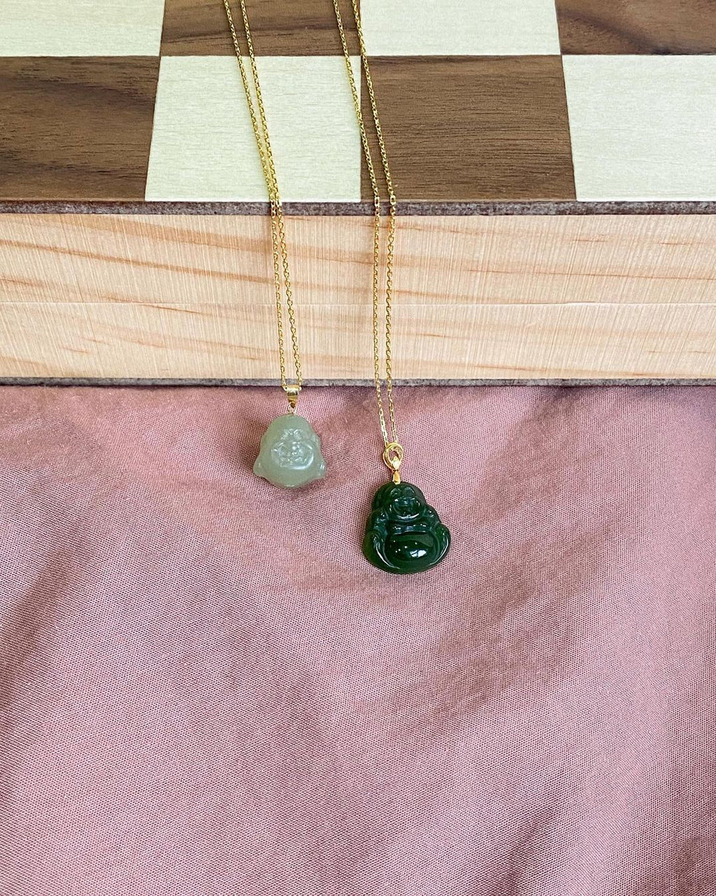 Small green buddha necklace store