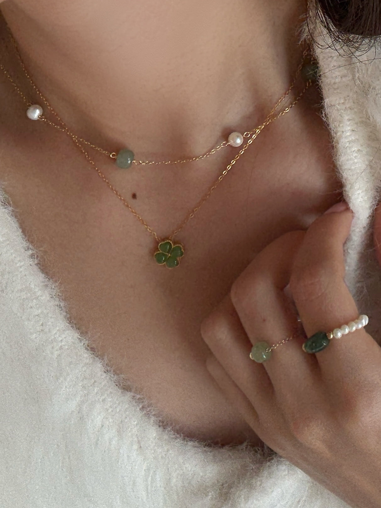 seree - Jardin — Green Jade Pendant Necklace