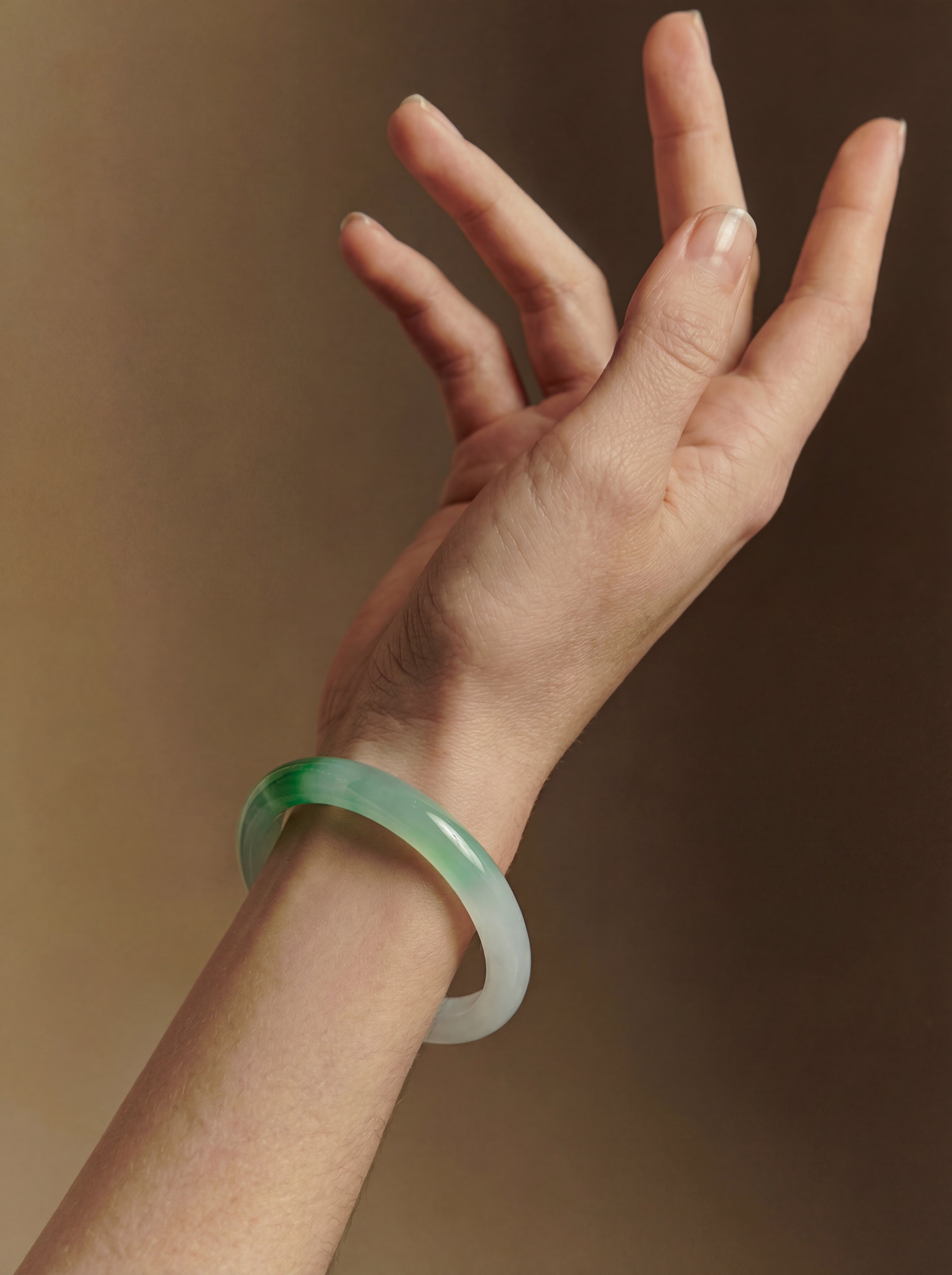 seree - Koi — Mottled Round Jade Stone Bangle